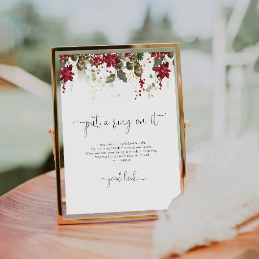 Signe De Table Noël Rouge Poinsettia Poser Une Bague Sur Le Panne