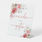 Signe De Table Noël Rouge & rose Floral Cartes et Cadeaux (Recto)