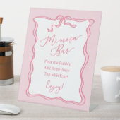 Signe De Table Nœud Rose Rétro Elle Se Marie Bar à Mimosa (In SItu)