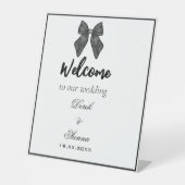 Signe De Table Nœud Ruban Mariage Classique Noir & Blanc (Recto)