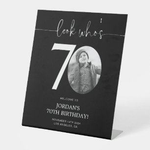 Signe De Table Noir 70e Affiche de bienvenue d'anniversaire Reg