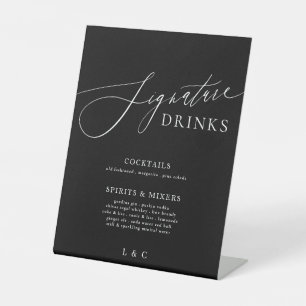 Signe De Table Noir Blanc Calligraphie Mariage Signature Boissons