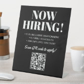 Signe De Table Noir Blanc moderne QR Code maintenant embaucher (In SItu)