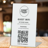 Signe De Table Noir blanc moderne QR WiFi Mot de passe Entreprise