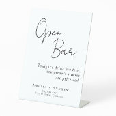 Signe De Table Noir Blanc Script élégant Mariage Open Bar