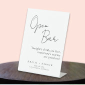 Signe De Table Noir Blanc Script élégant Mariage Open Bar