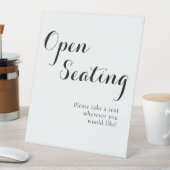 Signe De Table Noir Blanc Script élégant Mariage Open Seating (In SItu)