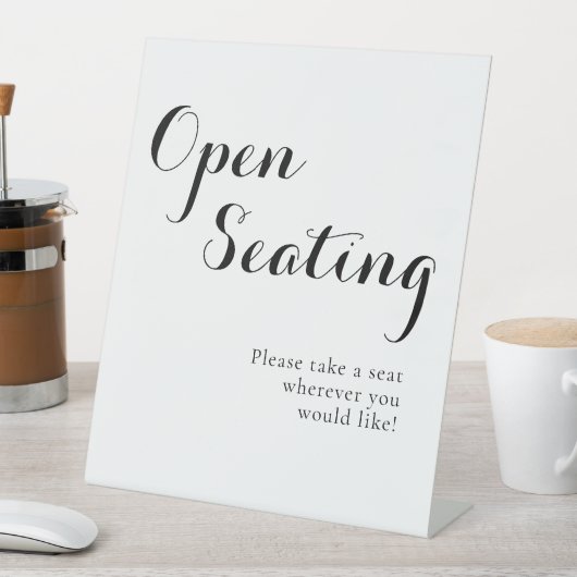 Signe De Table Noir Blanc Script élégant Mariage Open Seating (In SItu)