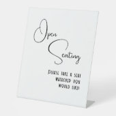 Signe De Table Noir Blanc Script Mariage moderne Open Seing (Recto)