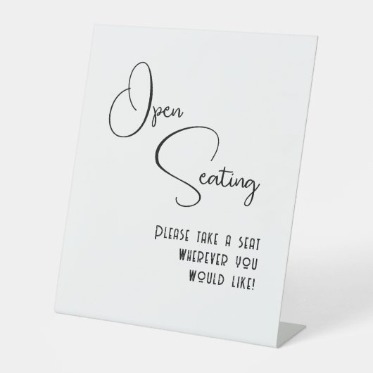 Signe De Table Noir Blanc Script Mariage moderne Open Seing (Recto)