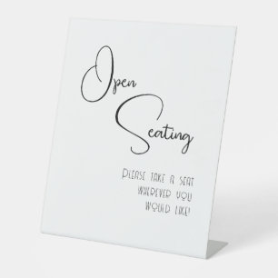 Signe De Table Noir Blanc Script Mariage moderne Open Seing