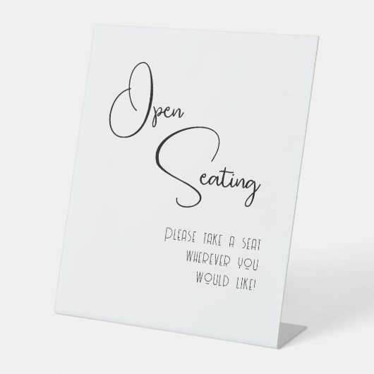 Signe De Table Noir Blanc Script Mariage moderne Open Seing (Recto)