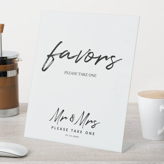 Signe De Table Noir Blanc Simple Script mariage Faveurs Table (In SItu)