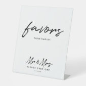 Signe De Table Noir Blanc Simple Script mariage Faveurs Table (Recto)