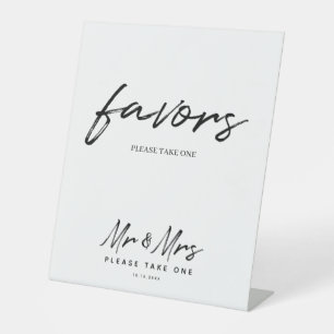 Signe De Table Noir Blanc Simple Script mariage Faveurs Table