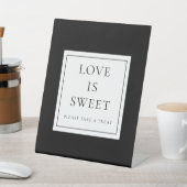 Signe De Table Noir Et Blanc Classique Élégant Amour Est Doux (In SItu)