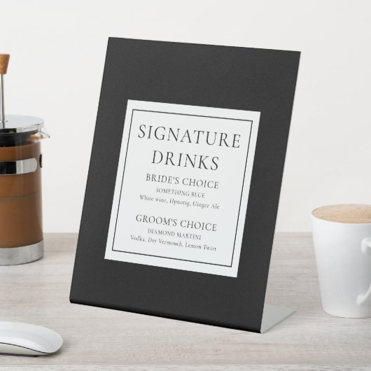 Signe De Table Noir Et Blanc Design Classique Boissons (In SItu)