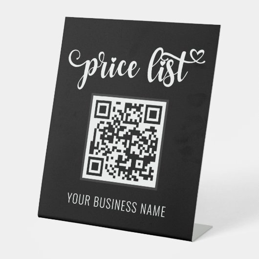 Signe De Table Noir et blanc QR Code Beauté Salon Tarifs (Recto)