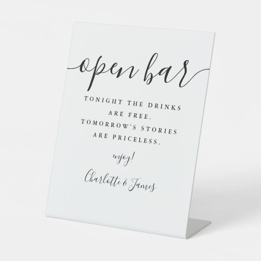 Signe De Table Noir Et Blanc Signature Script Open Bar (Recto)