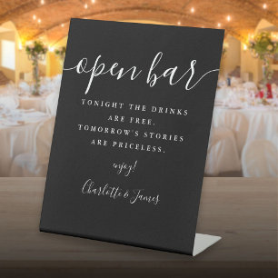 Signe De Table Noir Et Blanc Signature Script Open Bar