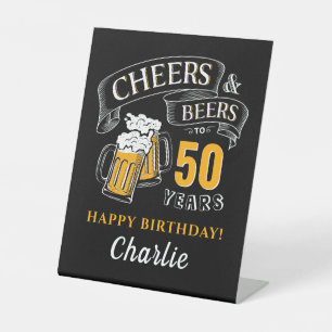 Signe De Table Noir Et Or Bravo Et Bières À Tout Âge Anniversaire