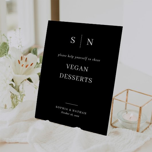 Signe De Table Noir minimal et chic | Vegan Desserts Mariage