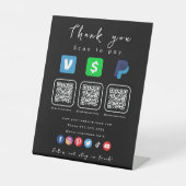 Signe De Table Noir moderne Code QR multiples Paypal Venmo Cash A (Recto)