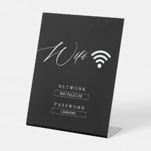 Signe De Table Noir moderne minimaliste WiFi Mot de passe Mariage