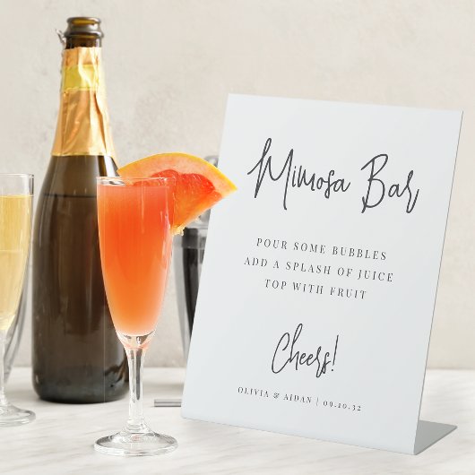 Signe De Table Noir | Moderne Script manuscrit Mimosa Bar