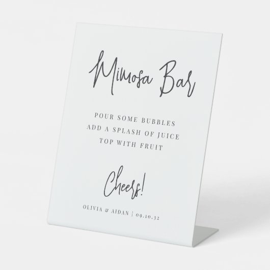 Signe De Table Noir | Moderne Script manuscrit Mimosa Bar (Recto)