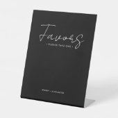 Signe De Table Noir moderne Script mariage Faveurs (Recto)