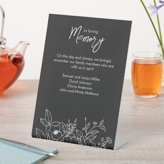 Signe De Table Noir noir floral minimal en souvenir (In SItu)