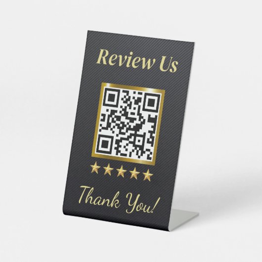 Signe De Table Noir & Or Business Review Stand With QR Code (Recto)
