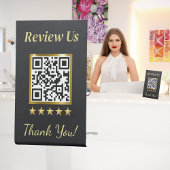 Signe De Table Noir & Or Business Review Stand With QR Code