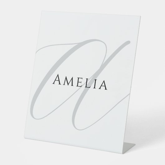 Signe De Table Nom Chic Monogramme Lettre initiale Calligraphie (Recto)