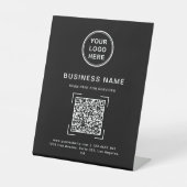 Signe De Table Nom commercial moderne noir et blanc QR Code Logo (Recto)