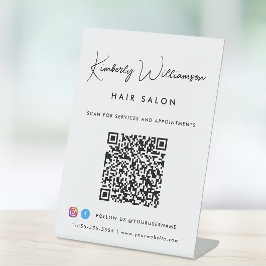 Signe De Table Nom de l'entreprise Code QR du script de signature