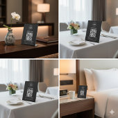 Signe De Table Nom de l'hôtel Logo & Services de code QR Prix Dét