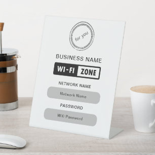 Signe De Table Nom d'entreprise personnalisé Détails et logo Wifi