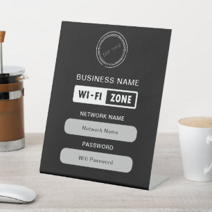 Signe De Table Nom d'entreprise personnalisé Détails et logo Wifi