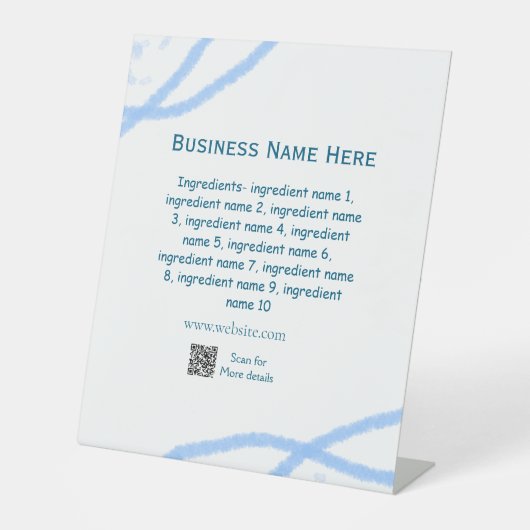 Signe De Table Nom d'ingrédient ajouter nom d'entreprise site Web (Recto)