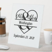 Signe De Table Nom du monogramme Date Mariage cardiaque (In SItu)