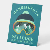 Signe De Table Nom et emplacement personnalisés Masque de ski (Recto)