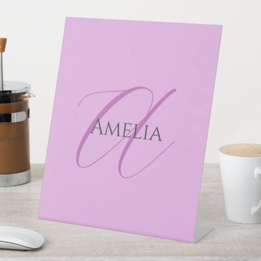 Signe De Table Nom Monogramme Lettre initiale Orchid & Lilac (In SItu)