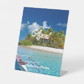 Signe De Table Nom personnalisé de l'île de vacances (Recto)