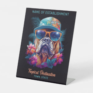 Signe De Table Nom personnalisé et destination Tropical Vacances