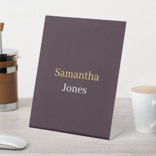 Signe De Table Nom personnalisé minimaliste moderne bordeaux