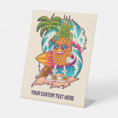 Signe De Table Nom personnalisé Surfing Pineapple (Recto)