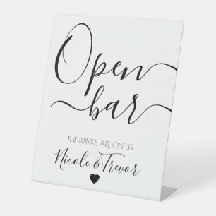 Signe De Table Noms personnalisés Blanc Calligraphie Ouvrir la ba