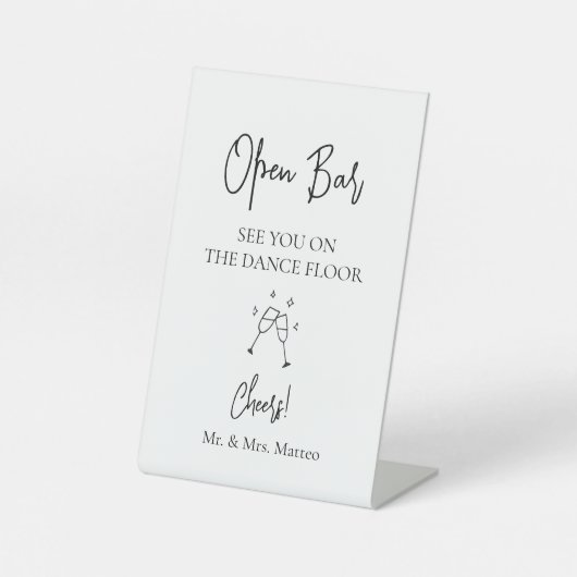 Signe De Table Noms personnalisés Open Bar Dance Floor Signal Mar (Recto)